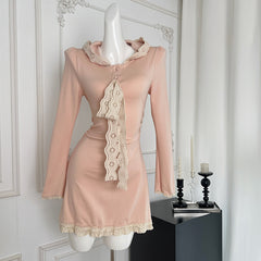 BXOXO - summer inspo 2025 New Women Hoodie Dresses Autumn Design Sense Niche Long Sleeves Mini Dress Sweet Slim Fit Dresses