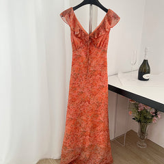 BXOXO - summer inspo Holiday Seaside Beach Backless Dress For Women 2025 Summer V-neck Sleeveless Floral Long Dresses