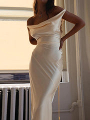 Satin Backless Tie Up Maxi Dress