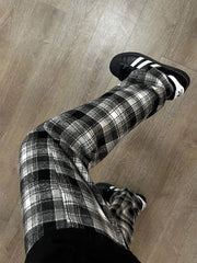 BXOXO Harajuku Plaid Y2k Pants Women Clothing Winter Wide Leg Pants Korean Fashion Casual Goth Girl Clothes Pantalones Femme Trousers