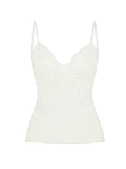 BXOXO - White Lace Knit V-Neck Cami Top