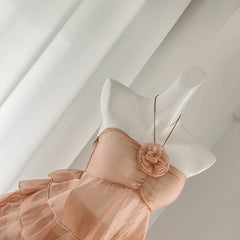 BXOXO - summer inspo Fashion Sweet Roses Multilayers Ruffles Dress Hanging Neck Pleated Lotus Irregular Backless Dress Wrinkled Skirt Vestidos