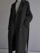 BXOXO Urban Loose Solid Color Belted Woolen Coat