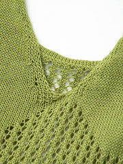 Open Knit Ruffle Hem Cami Mini Dress