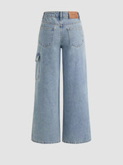 BXOXO Bowknot Pocket Wide Leg Jeans Women Y2k Low Rise Sweet Casual Denim Trousers Coquette Baggy Cargo Jeans Gyaru Streetwear