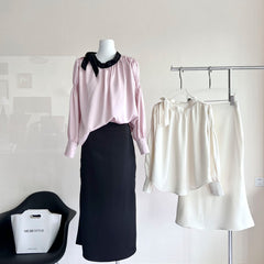 BXOXO - summer inspo Commuter Sets Women Long Sleeve High Quality Casual Women's Aesthetics Dress Outfits Top Skirt Girl