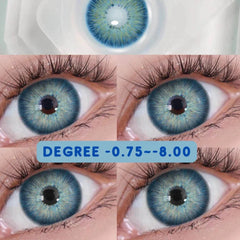 BXOXO 1Pair Myopia Lenses Color Contact Lenses for Eyes Lenses With Diopters Prescription Fashion Lenses Blue Eye Lenses