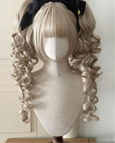 BXOXO Synthetic Princess Cut Double ponytail Lolita Wig with Bangs Girl Ombre Blonde brown White gray Cosplay Halloween Harajuku wig