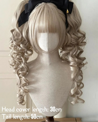 BXOXO Synthetic Princess Cut Double ponytail Lolita Wig with Bangs Girl Ombre Blonde brown White gray Cosplay Halloween Harajuku wig