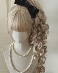 BXOXO Synthetic Princess Cut Double ponytail Lolita Wig with Bangs Girl Ombre Blonde brown White gray Cosplay Halloween Harajuku wig