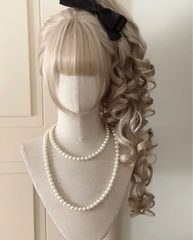 BXOXO Synthetic Princess Cut Double ponytail Lolita Wig with Bangs Girl Ombre Blonde brown White gray Cosplay Halloween Harajuku wig