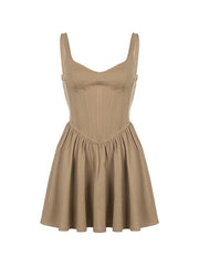 Brown Corset Design Mini Dress