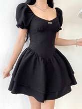 Black Puff Sleeve Corset Mini Dress