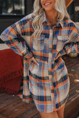 BXOXO - Contrast Plaid Shirt Dress