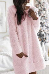 BXOXO - Crew Neck Pocketed Plush Dress