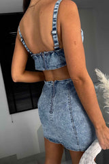 BXOXO - Denim Cutout Bodycon Cami Dress