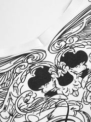 Rhinestone Detail Printed White Long Sleeve Top