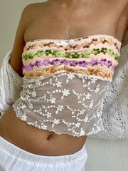 Patchwork Floral Lace Bandeau Top