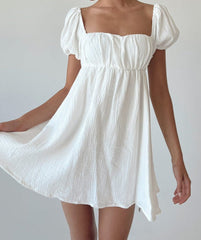 Short Puff Sleeve Square Neck Mini Dress