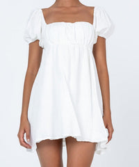 Short Puff Sleeve Square Neck Mini Dress