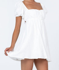 Short Puff Sleeve Square Neck Mini Dress