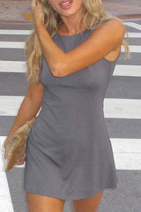 BXOXO - Grey Crew Neck Pack Hip Tank Dress