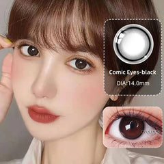 BXOXO -2pcs/pair Natural Pupil Lenses Contact Lenses for Eyes Comic Black Eyes Tear Eye 2 Tone Series Eye Contacts (dia:14mm)