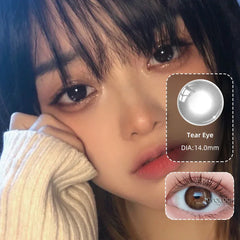 BXOXO -2pcs/pair Natural Pupil Lenses Contact Lenses for Eyes Comic Black Eyes Tear Eye 2 Tone Series Eye Contacts (dia:14mm)