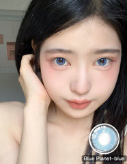 BXOXO -1 Pair Natural Blue Lenses Colored Contact Lenses for Myopia Eyes Beauty Cosmetic Eye Color Lens Yearly Use 14.2MM