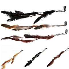 BXOXO New Fashionable Boho Feather Headband Wig Beaded Feather Headdress Handmade Hair Clip Girl Hair Accessories High Quality