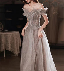 BXOXO Gorgeous Evening Dresses Strapless Off Shoulder Sequin Beaded Bandage Shiny Slim A-Line Backless Floor-Length Wedding Party Gown