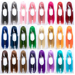 BXOXO 100cm Synthetic Wigs Lolita Cosplay Womens Wig Red Pink Blonde Blue Straight Wig Hair Extensions Party Wig