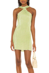 BXOXO - Halter Twisted Full Pleated Dress