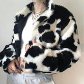 BXOXO - Faux Fur Cow Print Jacket