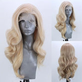 BXOXO Long Wavy Blonde Synthetic Lace Front Wig for Women Gloden Blonde Drag Queen Wig