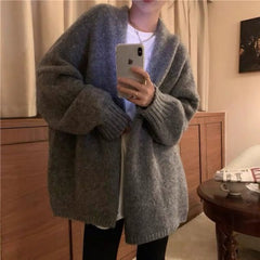 discover style ideas Lazy Style Gentle Cardigan Loose Sweater Spring and Autumn New Outerwear Mohair Thickened Knitted Coat