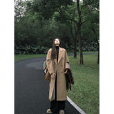cold weather outfits Elegant Suit Collar Woolen Coat Women's Winter Retro Loose Long Woolen Coat