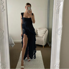 movie premiere dress to impress 2024 Summer New Fashion Sexy Wooden Ear Stitching Temperament Split Dress
