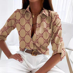 2000s fashion Women's Spring and Autumn Shirt Long-Sleeved Shirt Printed Shirt Women
