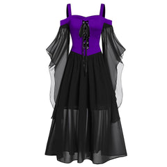 BXOXO dress to impress New Halloween Dress Sling Contrast Color Chiffon Bandage Dress