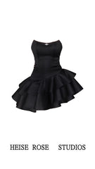 freshman hoco dresses Birthday Party Dress Black Dress Women's Spring and Autumn New Tube Top Skirt Irregular Cake Skirt Pettiskirt