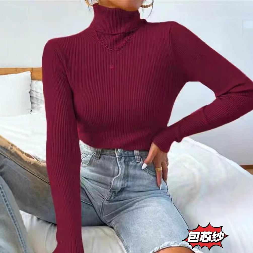 tailgate outfit black women Turtleneck Sweater Women's Autumn and Winter Pullover Long Sleeve Slim Fit Slimming Bottoming Shirt Women's Sweater Top
