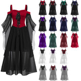 BXOXO dress to impress New Halloween Dress Sling Contrast Color Chiffon Bandage Dress