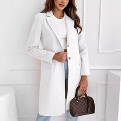 men’s fall fashion 2024 Autumn and Winter Simple Solid Color Mid-Length Button Woolen Overcoat Coat for Women