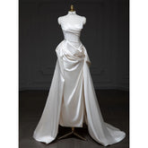 cherry blossom dress to impress Simple Design Pearl Glossy Satin Bridal Light Wedding Dress French Style Small Trailing Evening Dress Supply