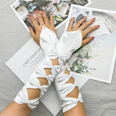 fairy costume Bridal Wedding Latin Dress Lolita Accessories Embroidered Beads Gloves Elastic Satin Ball Gloves