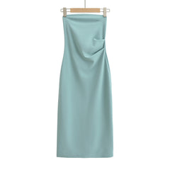 prom dresses Sweet Hot Girl Wrapped Chest off-Shoulder Dress Women's Summer New Pure Sexy Tight Split Sheath Dress