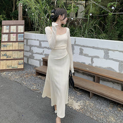 suit Mechanism Fabric Long Sleeve a Swing Dress Autumn Gentle Lady Style Dress