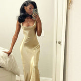 dresses Sexy Open Back Dress Women's Sexy Backless Dress Elegant Slim Strap Dress