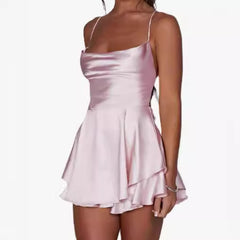 homecoming dresses 2024 Dress Women's Short Summer New Backless Sexy Fashion Satin Strap Jumpsuit